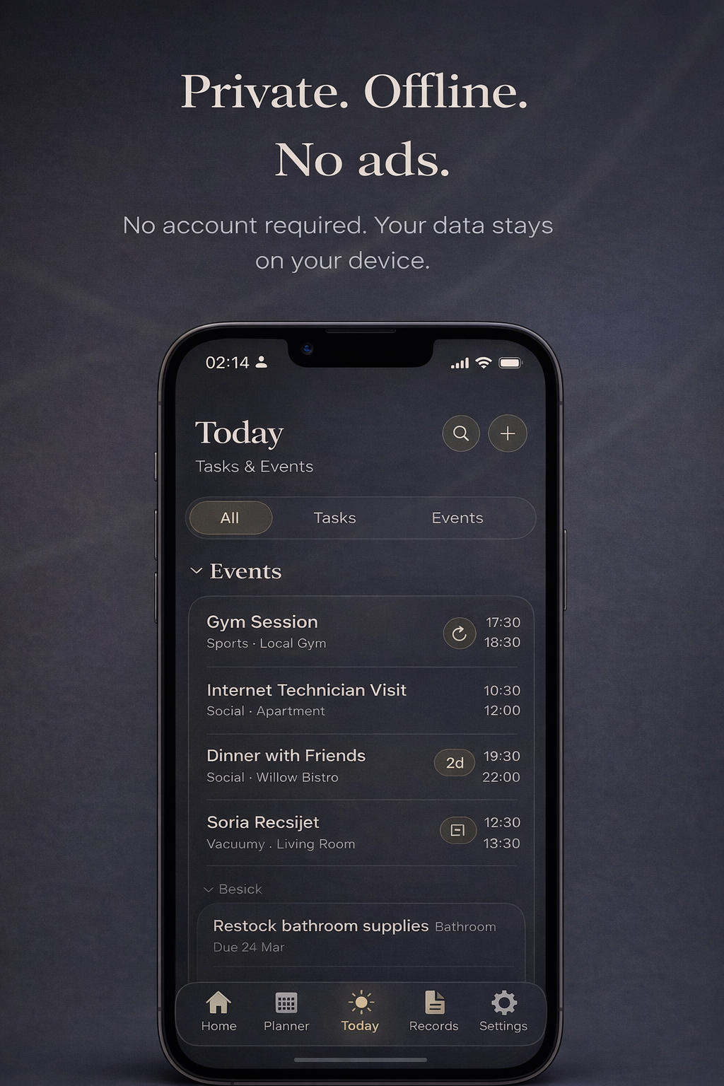 A House Life privacy-focused promotional image in dark theme.